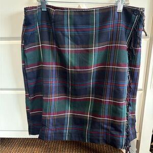 Requirements Plaid Dark Academia Wrap Fringe Skirt size 14